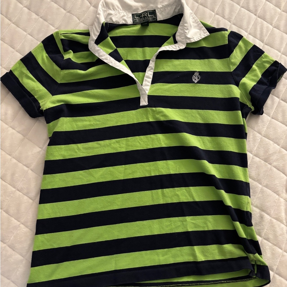 Striped Green and Black Polo Shirt